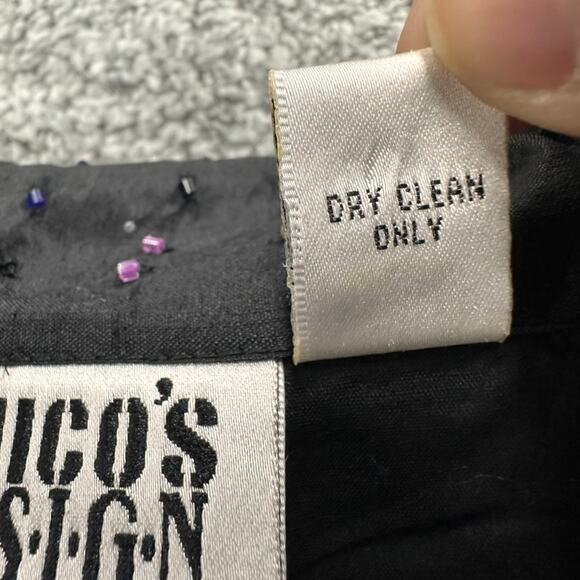 Chico's Design Size 3 (XL) 100% Silk Black Jacket Colorful Beads Lined ButtonUp - Picture 8 of 11